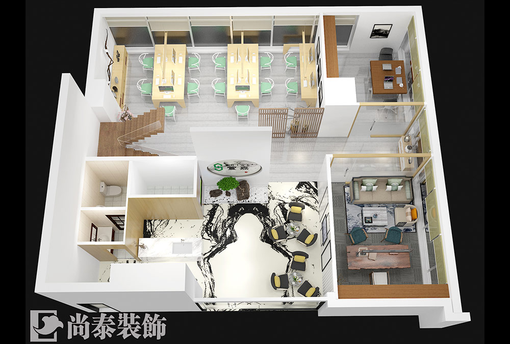 深圳南山方大城化妝品公司復(fù)式辦公室裝修效果圖