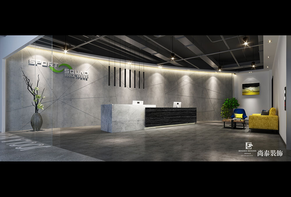 深圳龍崗喜創(chuàng)商務(wù)港乒乓球用品辦公室裝修設(shè)計(jì)