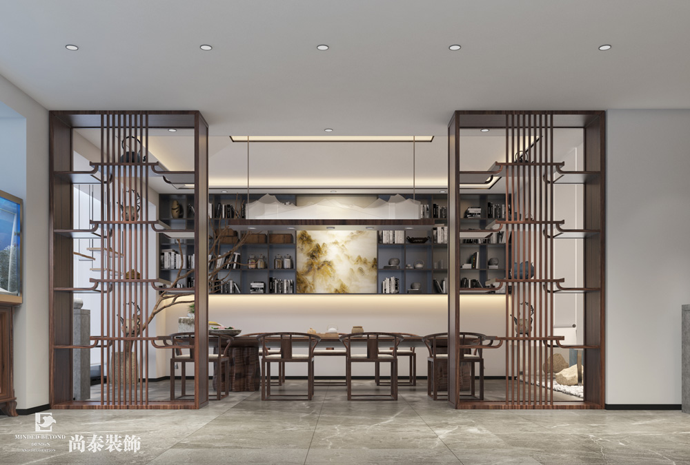 中式董事長(zhǎng)辦公室茶水區(qū)裝修效果圖