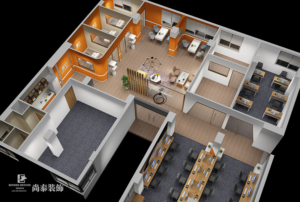 深圳羅湖科技大廈珠寶展廳辦公室設(shè)計(jì)裝修