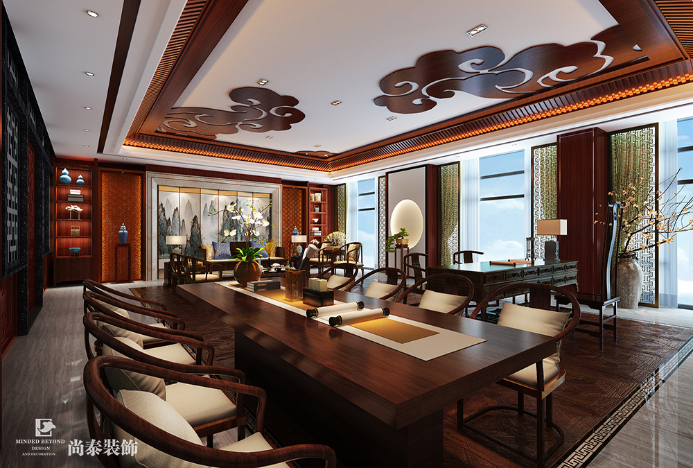 中式辦公室裝修風格效果圖