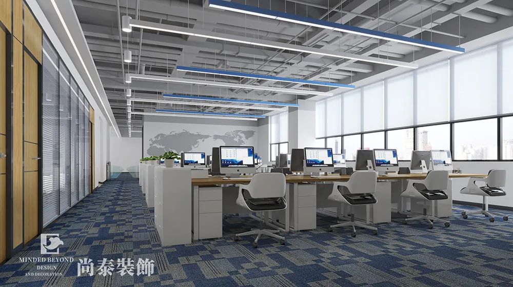 科技公司辦公室開放辦公區(qū)裝修效果圖