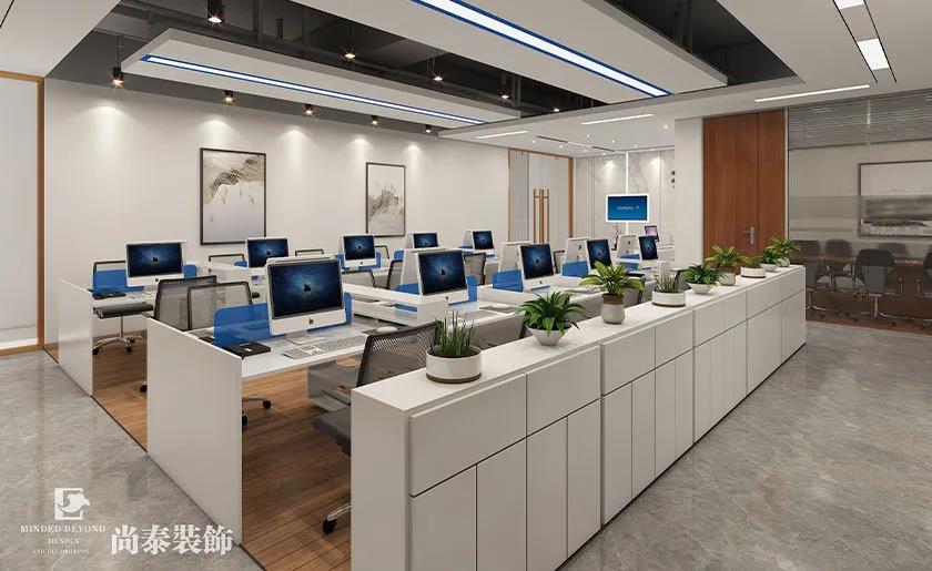 200㎡新中式辦公室開放辦公區(qū)設(shè)計(jì)效果圖