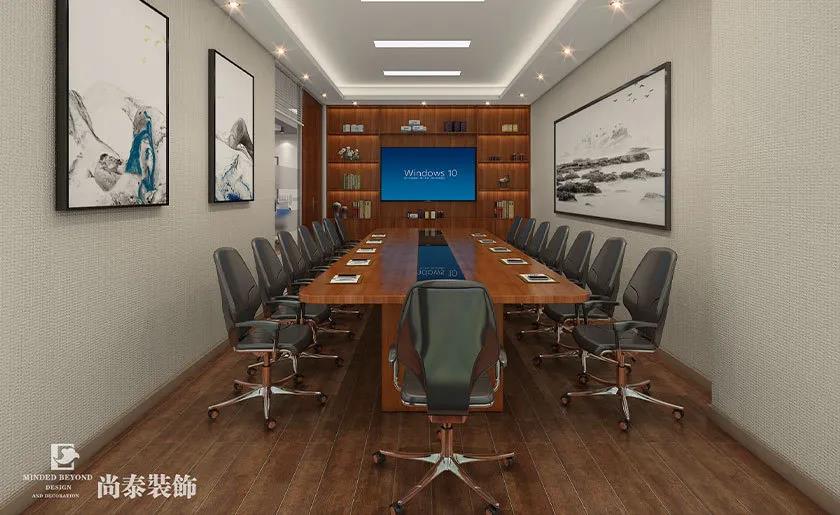 200㎡新中式辦公室會(huì)議室設(shè)計(jì)效果圖