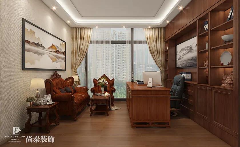 200㎡新中式總經(jīng)理辦公室設(shè)計(jì)效果圖