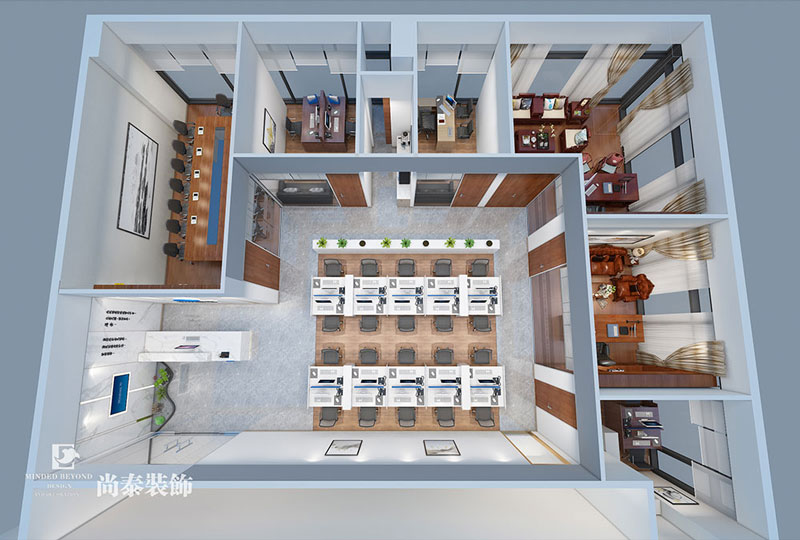 中式風(fēng)格辦公室裝修設(shè)計(jì)效果圖